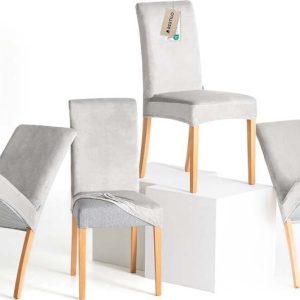 Světle šedé napínací potahy v sadě 4 ks na židli 48 cm Sento – Restilo
