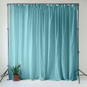 Tyrkysový lněný závěs 140x300 cm Coastal Blue – Linen Tales