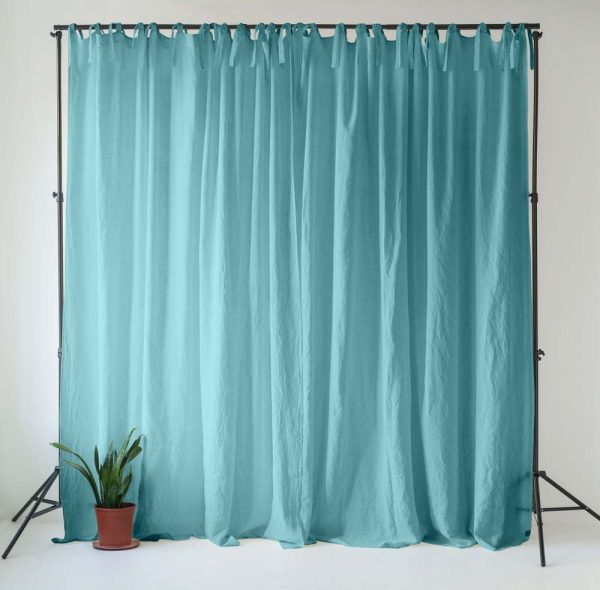 Tyrkysový lněný závěs 140x250 cm Coastal Blue – Linen Tales