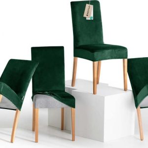 Zelené napínací potahy v sadě 4 ks na židli 48 cm Sento – Restilo