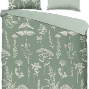 Zelené prodloužené flanelové povlečení na dvoulůžko 200x220 cm Herbs – Good Morning