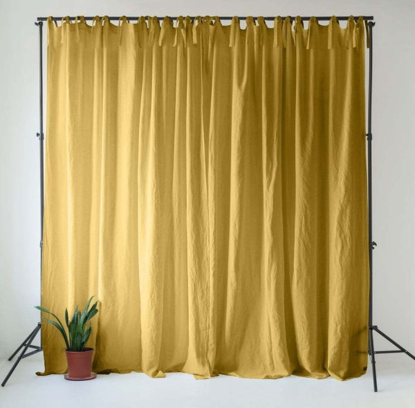 Žlutý lněný závěs 140x330 cm Lemon Curry – Linen Tales