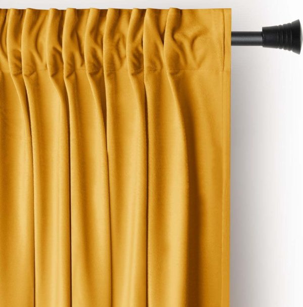 Žlutý sametový dimout závěs 140x245 cm Pleat – Restilo