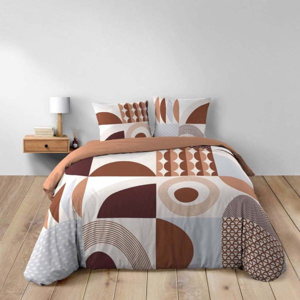 Bavlněné povlečení na dvoulůžko/prodloužené v terakotové barvě 240x220 cm Gemma – douceur d'intérieur