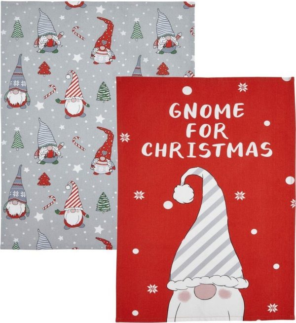Bavlněné utěrky v sadě 4 ks s vánočním motivem 50x70 cm Gnomes – Catherine Lansfield