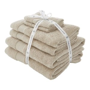 Béžové froté bavlněné ručníky a osušky v sadě 6 ks Anti-Bacterial – Catherine Lansfield