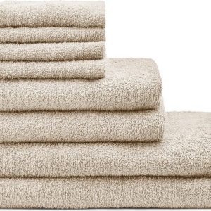 Béžové rychleschnoucí bavlněné ručníky a osušky v sadě 8 ks Quick Dry – Catherine Lansfield