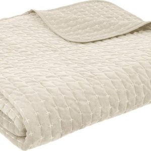 Béžový sametový prošívaný přehoz 240x260 cm Attica Velvet Embroidered – Bianca