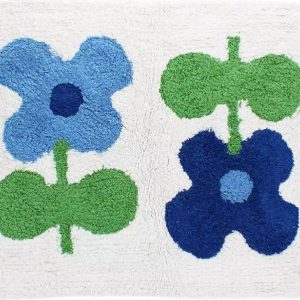 Bílá/modrá koupelnová předložka 50x80 cm Blue Flowers – Rex London