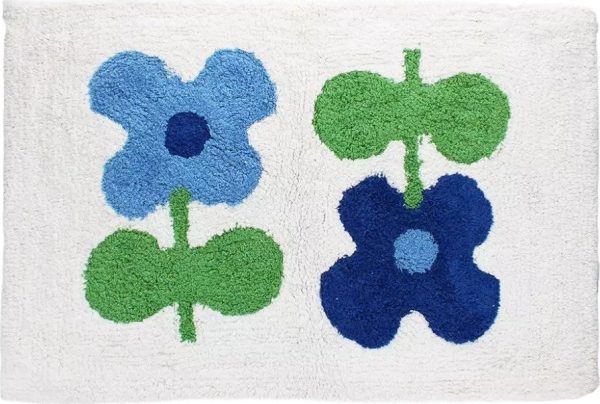 Bílá/modrá koupelnová předložka 50x80 cm Blue Flowers – Rex London
