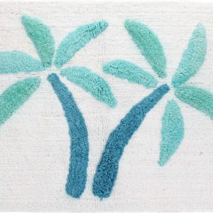 Bílá/modrá koupelnová předložka 50x80 cm Palm Trees – Rex London