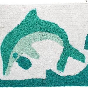 Bílá/tyrkysová koupelnová předložka 50x80 cm Dolphin – Rex London