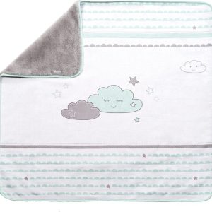 Bílá/v mentolové barvě dětská deka z mikroplyše 80x80 cm Happy Cloud – Roba