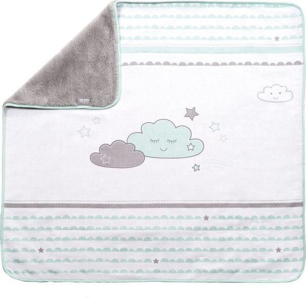 Bílá/v mentolové barvě dětská deka z mikroplyše 80x80 cm Happy Cloud – Roba