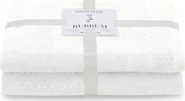 Bílé froté bavlněné ručníky a osušky v sadě 2 ks Rubrum – Restilo