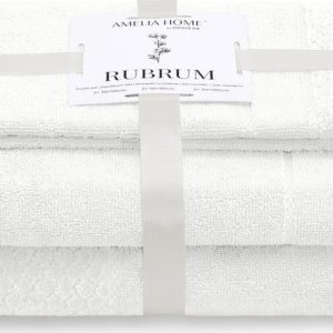 Bílé froté bavlněné ručníky a osušky v sadě 3 ks Rubrum – Restilo