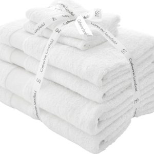 Bílé froté bavlněné ručníky a osušky v sadě 6 ks Anti-Bacterial – Catherine Lansfield