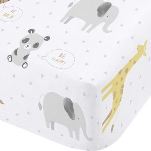 Bílé napínací dětské prostěradlo do postýlky 70x140 cm Roarsome Animals – Catherine Lansfield