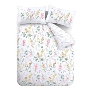 Bílé povlečení na dvoulůžko/prodloužené 230x220 cm Emilia Floral – Catherine Lansfield