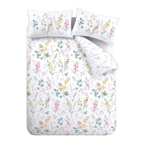 Bílé povlečení na dvoulůžko/prodloužené 230x220 cm Emilia Floral – Catherine Lansfield