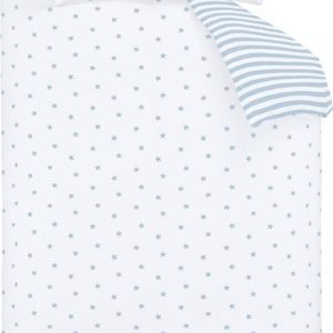 Bílé/modré bavlněné dětské povlečení do postýlky 120x150 cm Mini Star & Stripes – Bianca