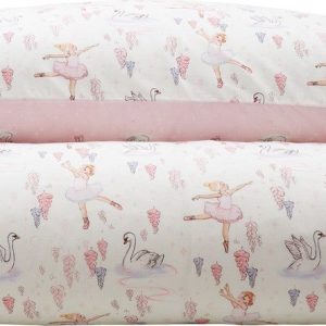 Bílé/růžové bavlněné dětské povlečení do postýlky 120x150 cm Ballerina – Belle & Boo