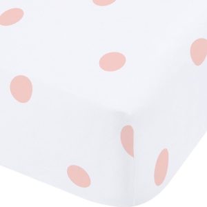 Bílé/růžové napínací flanelové prostěradlo 90x190 cm Polka Dot – Catherine Lansfield