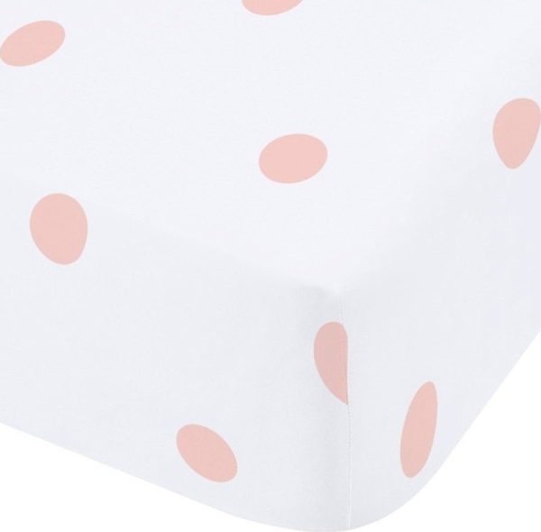 Bílé/růžové napínací flanelové prostěradlo 90x190 cm Polka Dot – Catherine Lansfield