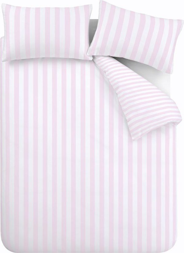 Bílé/růžové povlečení na dvoulůžko/prodloužené 230x220 cm Stripe Tease – Sassy B