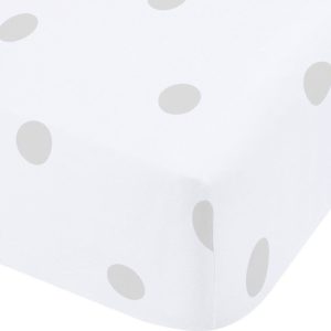 Bílé/šedé napínací flanelové prostěradlo 90x190 cm Polka Dot – Catherine Lansfield