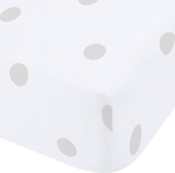Bílé/šedé napínací flanelové prostěradlo 90x190 cm Polka Dot – Catherine Lansfield