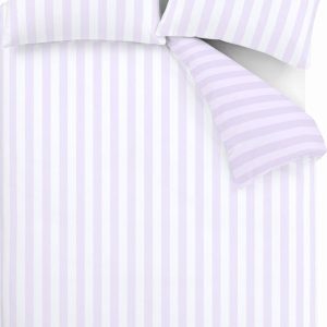 Bílé/v levandulové barvě povlečení na dvoulůžko/prodloužené 230x220 cm Stripe Tease – Sassy B