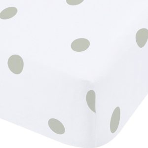 Bílé/zelené napínací flanelové prostěradlo 135x190 cm Polka Dot – Catherine Lansfield