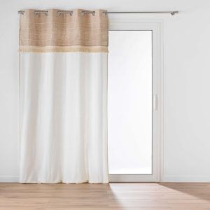 Bílý/hnědý závěs s příměsí juty 140x240 cm Cirrus – douceur d'intérieur