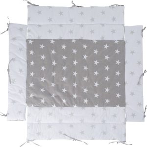 Bílý/šedý mantinel do postýlky s příměsí bavlny 96 cm Little Stars – Roba