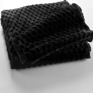 Černá deka z mikroflanelu 125x150 cm Mini Frosty – douceur d'intérieur