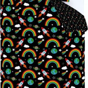 Černé dětské povlečení na jednolůžko 135x200 cm Rainbow Rockets – Catherine Lansfield