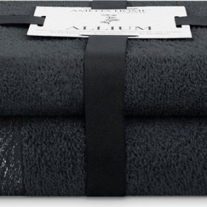 Černé froté bavlněné ručníky a osušky v sadě 2 ks Allium – Restilo