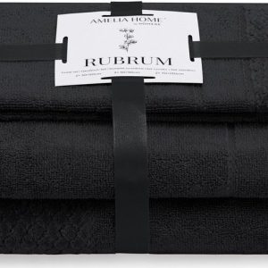 Černé froté bavlněné ručníky a osušky v sadě 3 ks Rubrum – Restilo