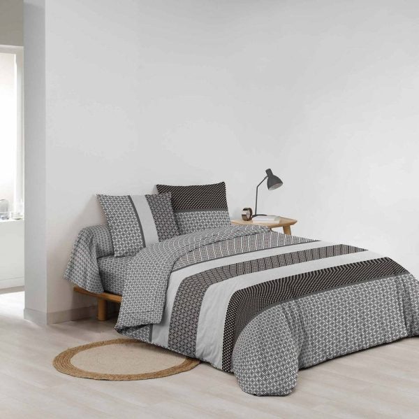 Černobílé bavlněné povlečení na dvoulůžko/prodloužené s prostěradlem/6dílné 240x220 cm Meiko – douceur d'intérieur