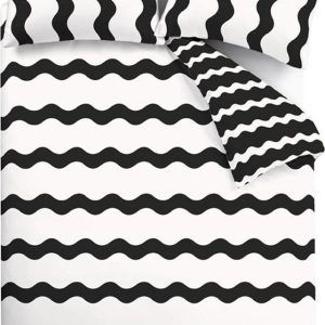 Černobílé povlečení na dvoulůžko/prodloužené 230x220 cm Waves – Sassy B