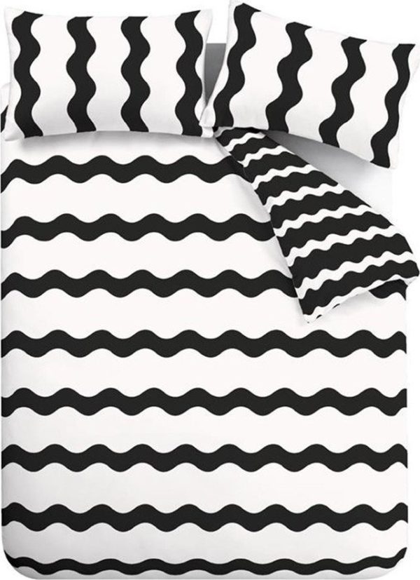 Černobílé povlečení na dvoulůžko/prodloužené 230x220 cm Waves – Sassy B