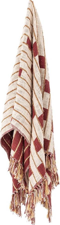 Červená/béžová deka s příměsí bavlny 130x160 cm Cang – Bloomingville