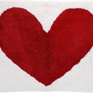Červená/bílá koupelnová předložka 50x80 cm Heart – Rex London