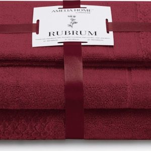 Červené froté bavlněné ručníky a osušky v sadě 3 ks Rubrum – Restilo