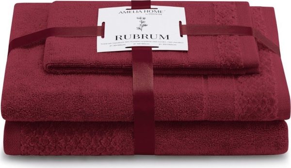 Červené froté bavlněné ručníky a osušky v sadě 3 ks Rubrum – Restilo