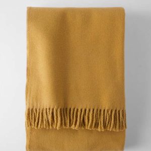 Deka s příměsí bavlny v hořčicové barvě 140x180 cm Basics Plain – Euromant