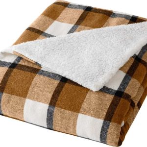 Hnědá deka s beránkem 125x150 cm Ecossais – douceur d'intérieur