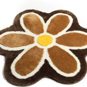 Hnědá koupelnová předložka ø 90 cm Flower – Foutastic
