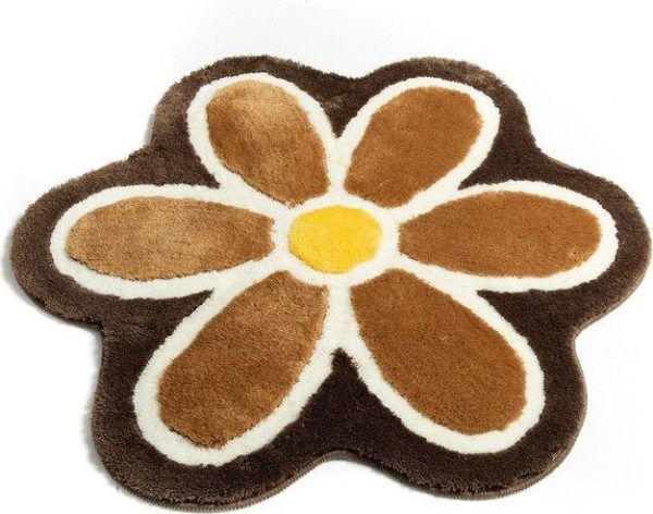 Hnědá koupelnová předložka ø 90 cm Flower – Foutastic